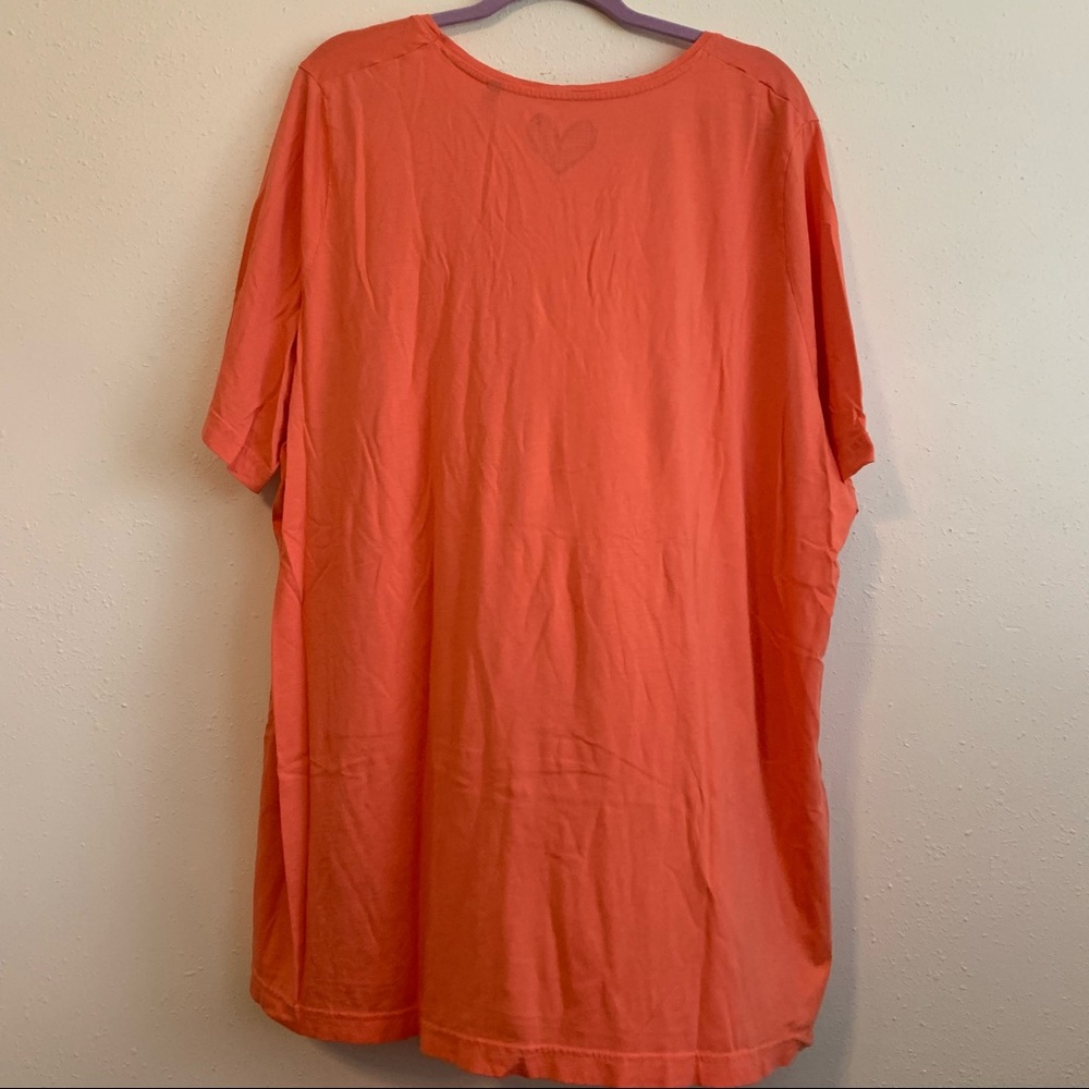 Ulla Popken Orange Pleated Scoop neck basic tee 28/30 - Picture 2 of 6